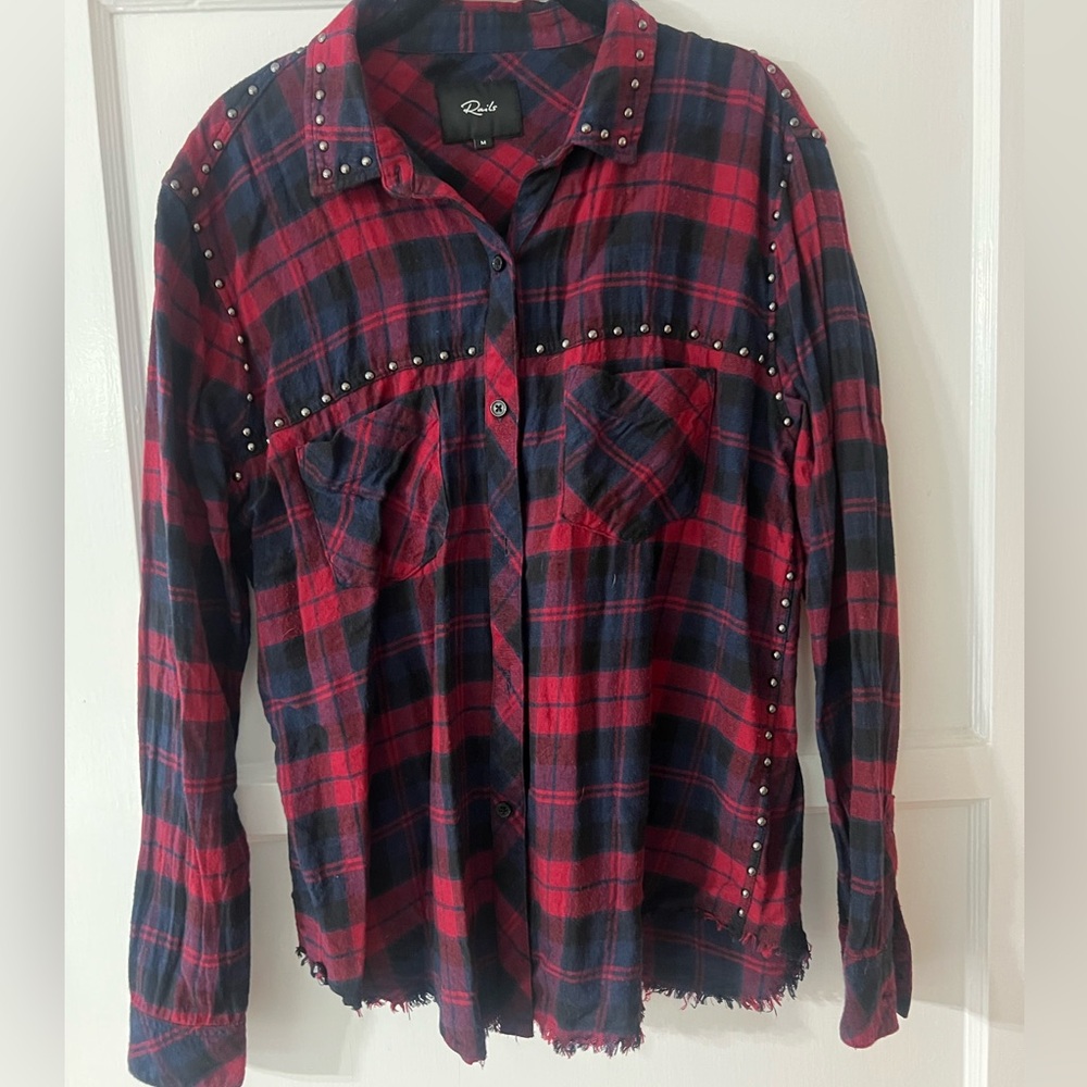 Rails Red And Blue Button Down With Studs - image 3